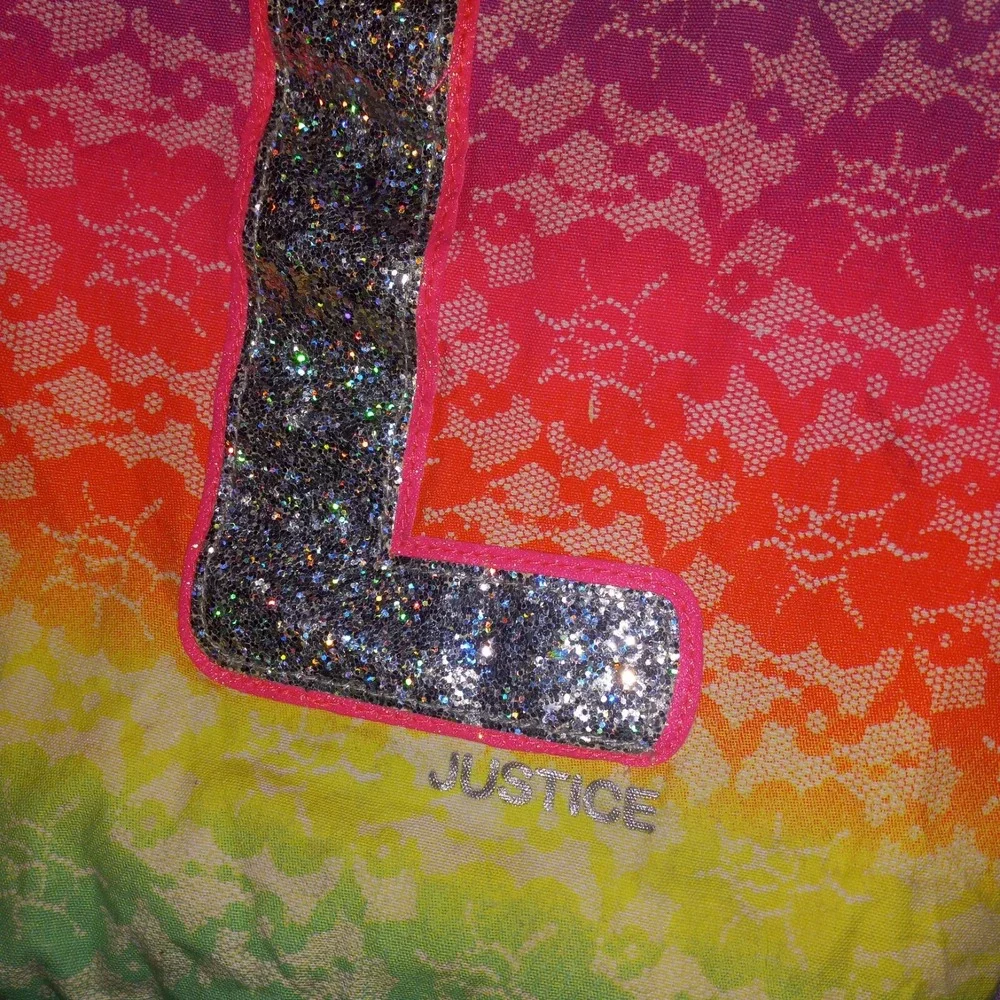 Justice Monogram Tote Bag Silver‎ Sequins 